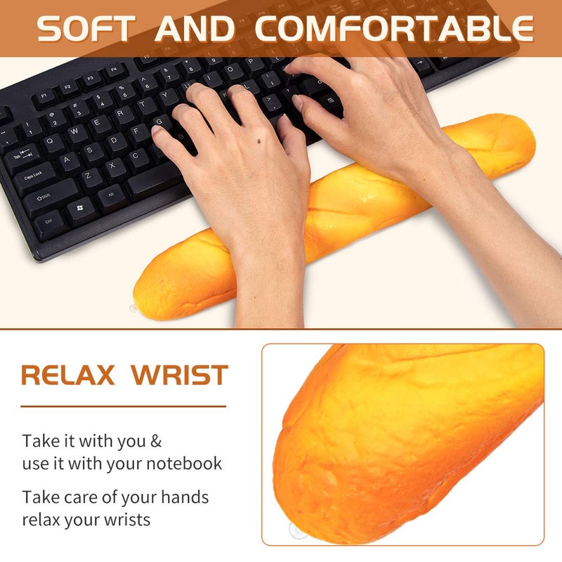 PG6 Soft Toast Bread Baguette Shape Anti-Skid Keyboard Wrist Rest Support for Office,Computer,Laptop& Mac,Slow Bounces Back Foam for Easy Typing & Pain Relief - Image 4